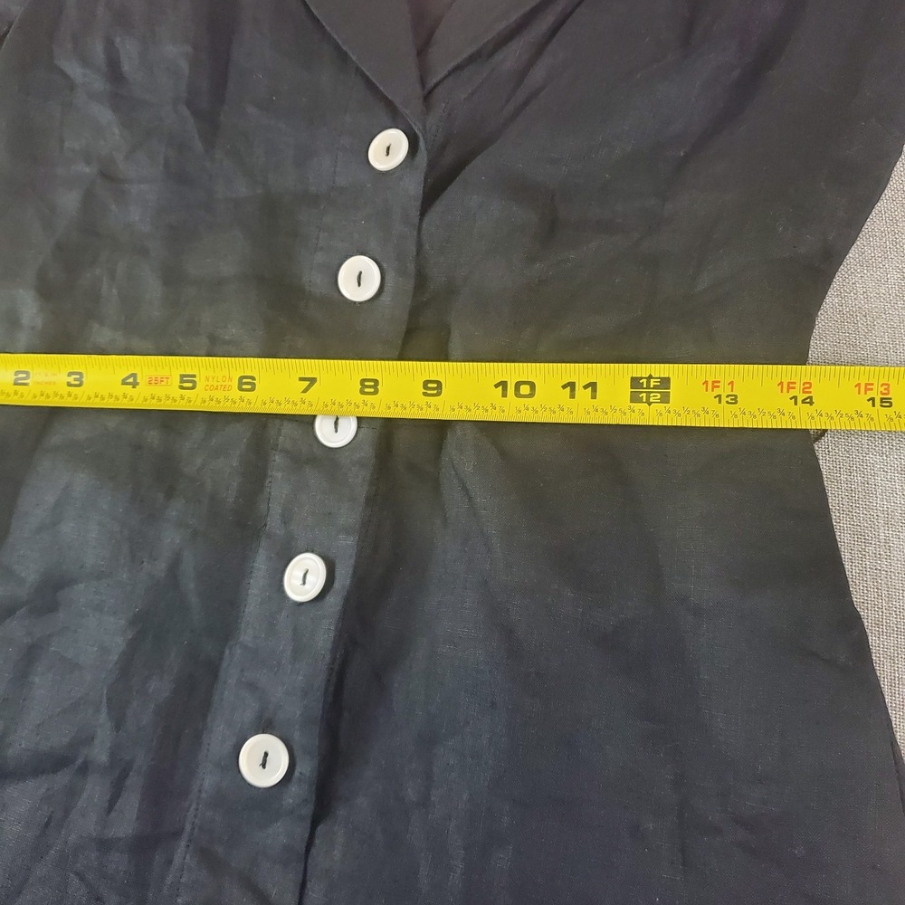 Quince European Linen Midi Dress Womens Xs Black Button Front Short Sleeve New - Picture 11 of 14